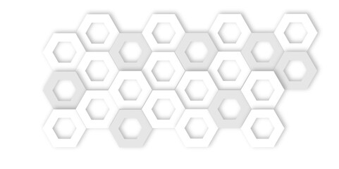 Fototapete - Futuristic 3D White Light and gray  Geometric hexagon Structure Featuring Abstract Polygonal Honeycomb Pattern, Technology-Inspired Design, and a Luxurious, Modern Vector Background for Innovation