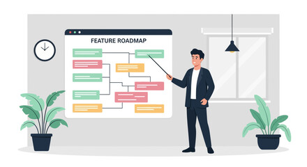 Poster - Presenting Feature Roadmap For Project Development With A Modern Design