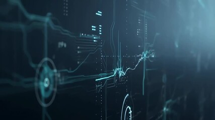 Poster - Abstract technology background showcases futuristic digital interface with glowing lines and circles, representing data flow, connectivity, and innovative design for modern applications.