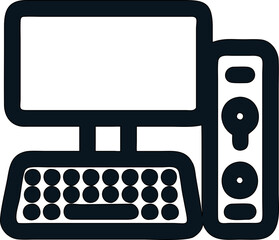 Poster - Flat vector icon of a home desktop computer setup for apps and websites.


