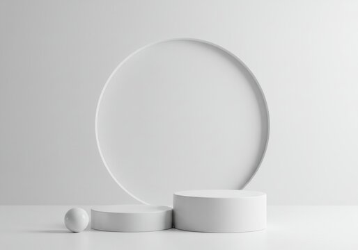 Minimalist Arrangement White Geometric Shapes on a Tabletop for Artistic Presentation and Creative Display