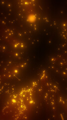 Poster - Dense glowing orange sparks floating in dark space, resembling embers or digital particles in motion