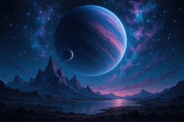 Wall Mural - majestic cosmic landscape with planets.