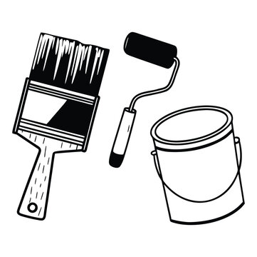 Paint Roller icon vector illustration set. Paint roller, brush icon, vector design on white background. Set of color brush, wall roller vector illustration