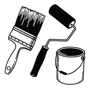 Paint Roller icon vector illustration set. Paint roller, brush icon, vector design on white background. Set of color brush, wall roller vector illustration