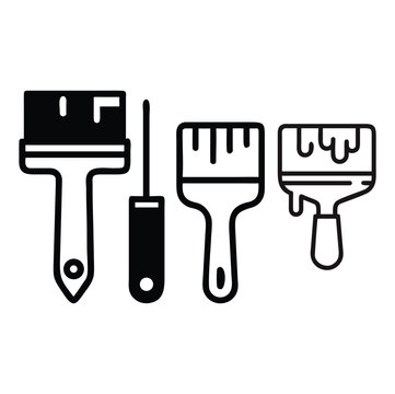 Paint Roller icon vector illustration set. Paint roller, brush icon, vector design on white background. Set of color brush, wall roller vector illustration