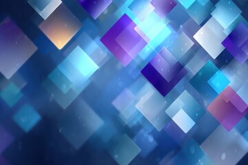 Poster - A blurred background with geometric diamond shapes in blues and purples. Use it for technology, design, or science backgrounds in your project.