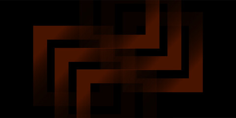 Poster - Futuristic design dark black background with orange arrow geometric 3D background overlap pattern layer on dark background. Eps10 vecto