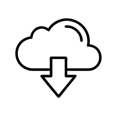 Aufkleber - simple line-art icon of a cloud with a downward arrow is perfect for websites or blogs explaining file downloads, cloud storage, or data transfer.