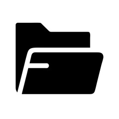 Fototapete - solid black icon of an open folder, ideal for websites or blogs indicating files, documents, organization, or directories. The style is glyph.