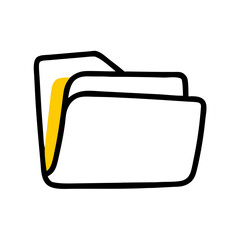 Fototapete - black outlined folder icon with a yellow tab is perfect for website navigation, file management tutorials, or digital organization blogs