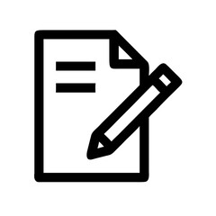 Poster - black outline document with a pencil icon is ideal for writing blogs, content creation websites, or digital form applications