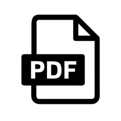 Poster - bold black PDF file icon is perfect for document management blogs, downloadable content websites, or digital library platforms