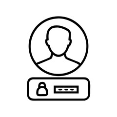 Aufkleber - line art icon of a user profile with a password field and lock, ideal for websites or blogs indicating login, account security, or user authentication