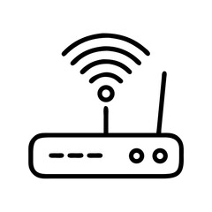 Aufkleber - minimalist line-art icon of a wireless router is perfect for technology websites, internet service providers, or blogs about connectivity and home networks.