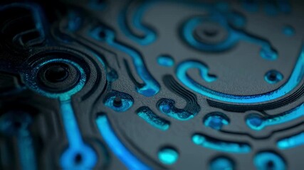 Aufkleber - Complex network of circuits and glowing components creating an intricate technological landscape, symbolizing innovation in microchip design and advanced computing