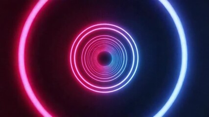Wall Mural - Colorful Neon Circles with Vibrant Light Effects and Dark Background