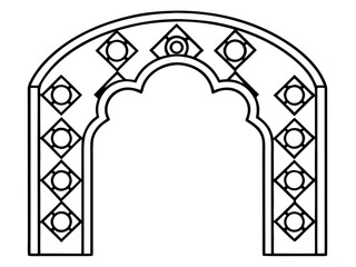 Fototapete - This captivating artwork showcases an Andalusian arch motif elegantly repeated, presented with a subtle tile texture against a clean white background for a modern aesthetic.