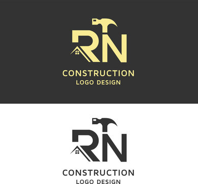 Initial Letter RN Linked Rounded Design Logo, Black color. feminine outline logo design