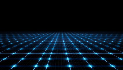 Aufkleber - Futuristic Technology Grid Background with Glowing Blue Perspective