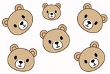 Cute bear faces cartoon pattern teddy bear brown