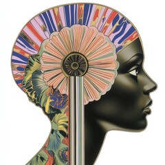 Wall Mural - Human head art illustration patterns.