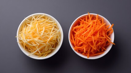 Poster - Clean top-down image of shredded cabbage and carrots in bowls with room for branding