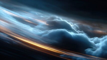 Poster - Abstract cloudscape with streaks of light