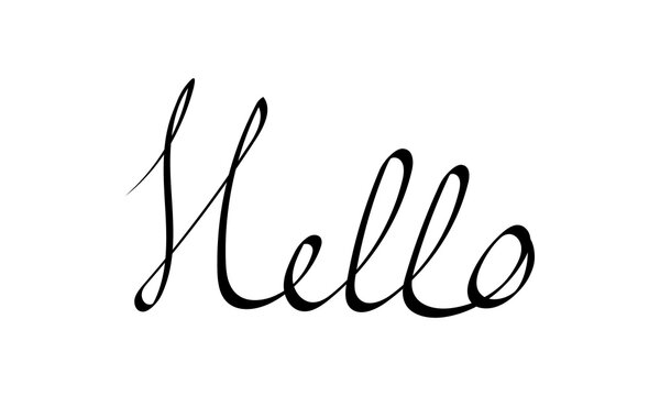 Hello black hand lettering text