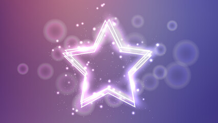 Poster - Neon frame in star form with shining effects and sparkles