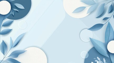 Aufkleber - Elegant blue floral background with circles, soothing and serene design