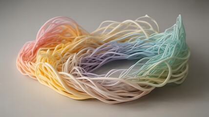 Poster - Organic abstract sculpture with pastel colored strands colors