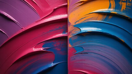 Poster - Vibrant paint strokes in bold colors abstract background