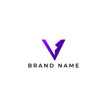 ILLUSTRATION TRIANGLE LETTER V GEOMETRIC LOGO ICON PURPLE GRADIENT COLOR TEMPLATE SIMPLE MINIMALIST ELEMENT DESIGN SIMPLE VECTOR GOOD FOR APPS, BRAND 