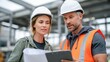© Lens Legacy - Construction workers collaborate on project plans at an active site
