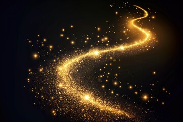 Wall Mural - a starry magical trail background golden light.
