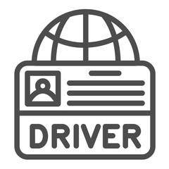 Poster - Driver identity badge line icon, driver license concept. Vector graphics. Personal card of driving attestation, document sign on white background, outline style icon of mobile or web design.