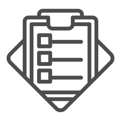 Poster - Test checklist on clipboard line icon, learners test concept. Vector graphics. Fine document with checkmark sign on white background, outline style icon for mobile or web design.