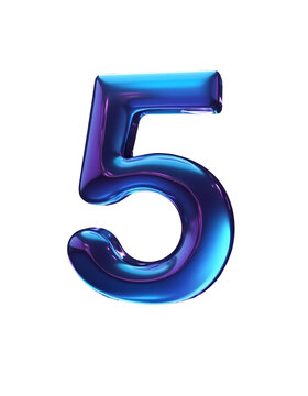 3d blue number 5 png transparent 