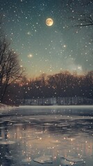 Wall Mural - sky is full moon reflection wallpaper.