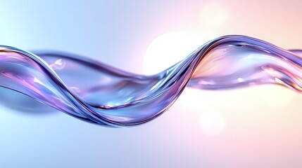 Poster - Flowing liquid wave in pink and blue colors creates dynamic abstract shape against soft gradient background. Modern design element for creative projects.