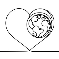 Poster - Earth globe inside heart outline for peace day concept  
