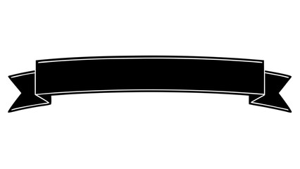 Poster - Black banner with pointed ends and white outline isolated on a white background in a simple style