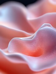 Poster - Soft flowing waves in coral pink and lavender create an ethereal abstract background with delicate sparkles and gentle gradients. Suitable for luxury beauty products.