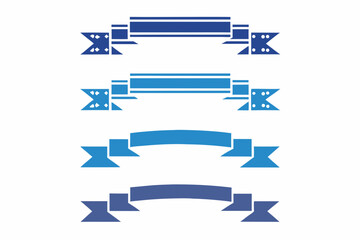 Poster - Illustration of four decorative blue banners with different designs and shades of blue color palette