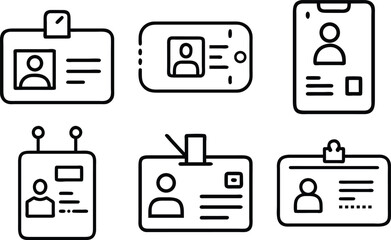 Poster - Collection of outlined employee id badges and access cards illustrating security and identification