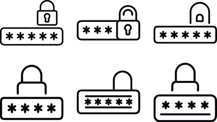 Poster - Password security and data protection illustrated with locked and unlocked icons