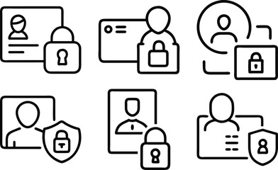 Poster - Simple vector icons illustrating personal data protection and digital identity security concepts