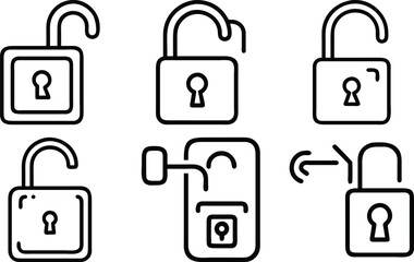 Fototapete - Vector illustrations of padlocks in different states representing security and access concepts
