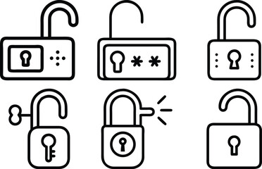 Poster - Vector set of modern padlocks illustrating security digital privacy and protection concepts
